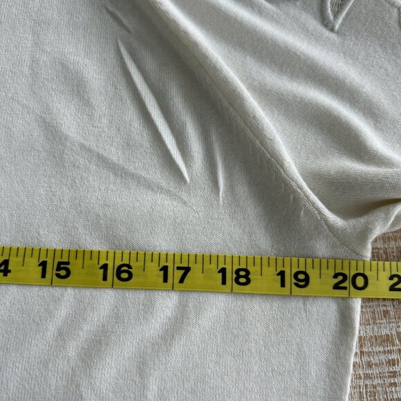 Ann Taylor Ivory/Creme/Beige Lace Short Sleeve Knit Top Cotton/Silk Blend LP - Picture 7 of 10